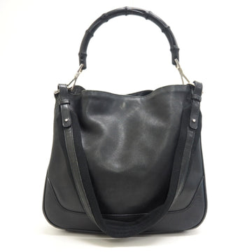 GUCCI 001 4095 002058 Bamboo One Shoulder Bag Handbag Black Ladies