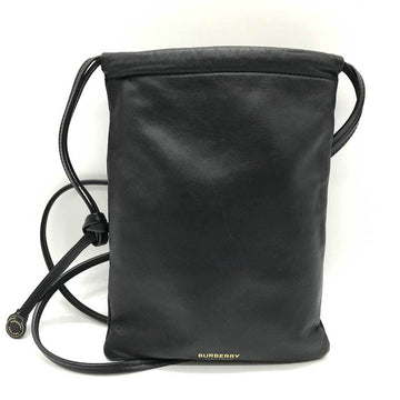 BURBERRY pochette shoulder bag black leather ladies