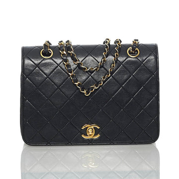 Chanel Matelasse Coco Mark Chain Shoulder Bag Black Gold Lambskin Ladies