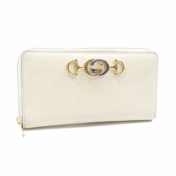 Gucci Round Long Wallet Ladies Ivory Leather 570661 Zumi