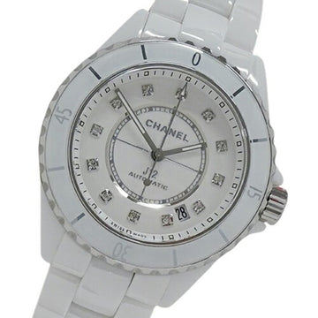 CHANEL Watch Women's Men's J12 12P Diamond Date Automatic Winding AT White Ceramic Stainless Steel SS H5705 Inspected