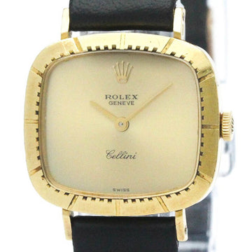 ROLEXVintage  Cellini 4082 18K Gold Leather Hand-Winding Ladies Watch BF567356