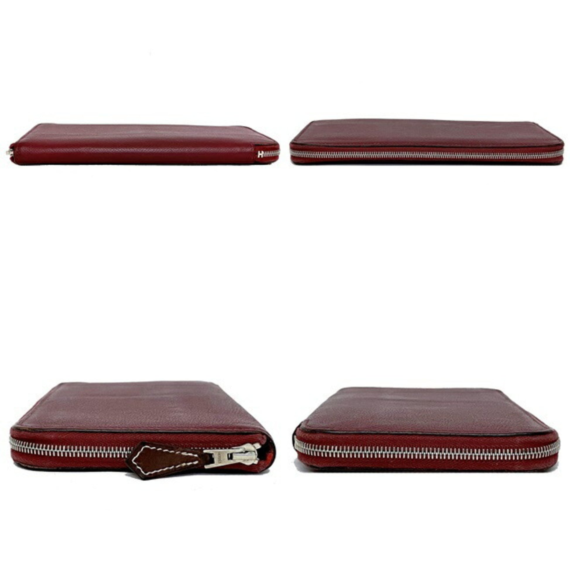 Hermès Silk in Burgundy Red Bordeaux Leather Azap Long Wallet 8HER916