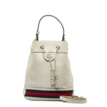 GUCCI Ophidia Handbag Shoulder Bag Bucket 610846 White Multicolor Leather Women's