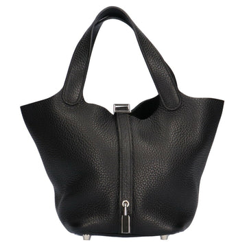 Hermes PM Picotin Lock Handbag Taurillon Clemence Black Women's