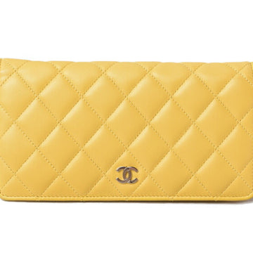 Chanel M2201-47-ch Lambskin Long Wallet (bi-fold) Yellow