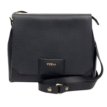 FURLA Meridian Shoulder Bag Leather Black/Brown aq8313