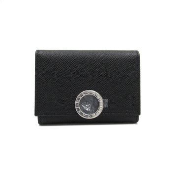 BVLGARI name card holder Black leather 30420
