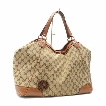 Gucci Tote Bag Ladies Brown GG Canvas Leather 296896 Hand