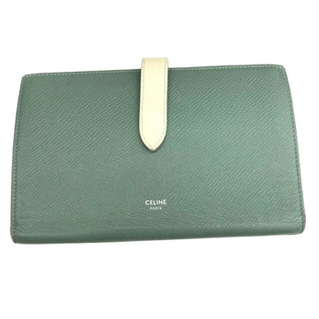 CELINE large strap wallet green leather bifold