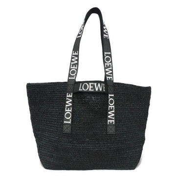 LOEWE Tote Bag Fold Shopper Embroidery Black 2WAY Top Handle Shoulder Logo Raffia B507X23X10 Men's