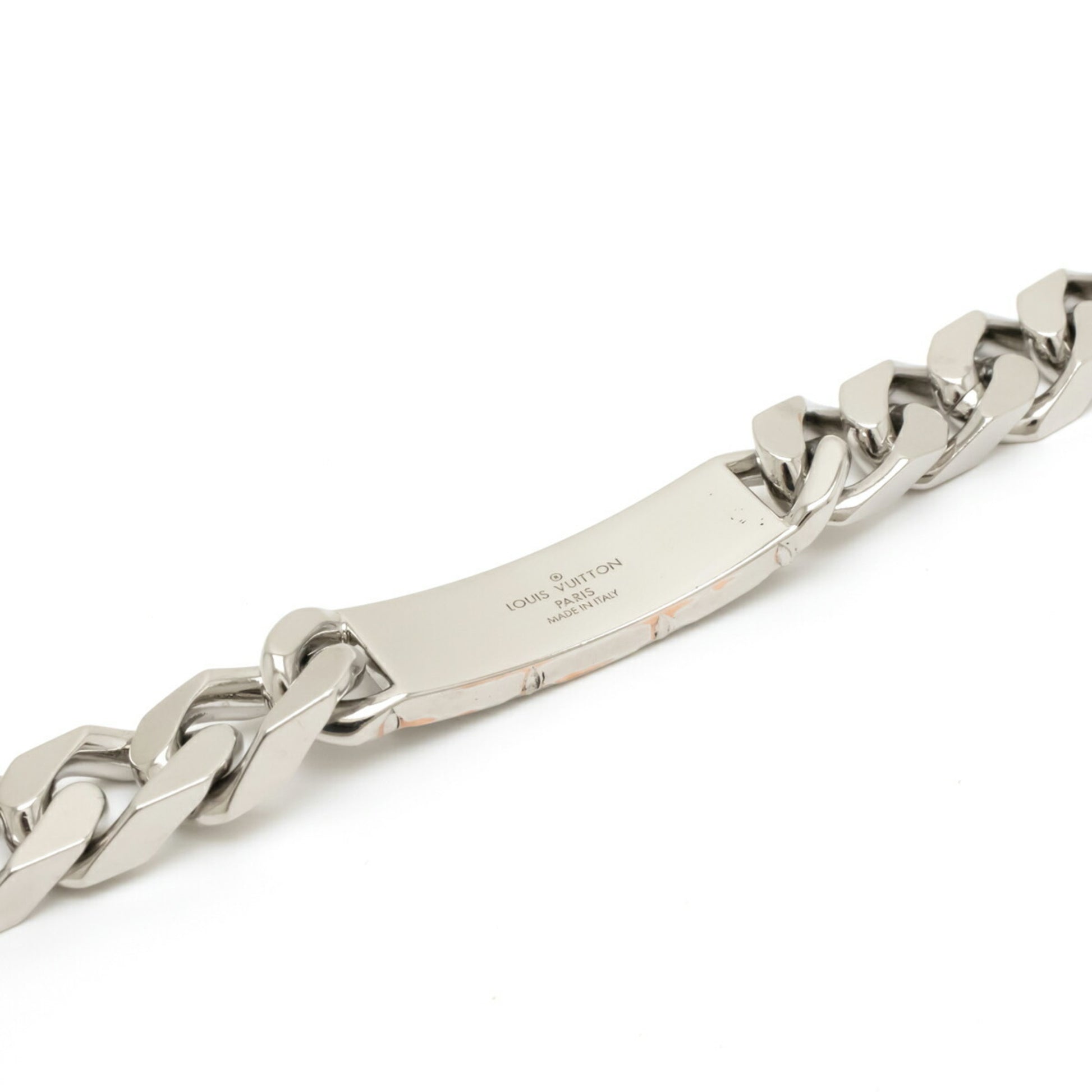 Louis Vuitton chain bracelet monogram plate metal silver M62486