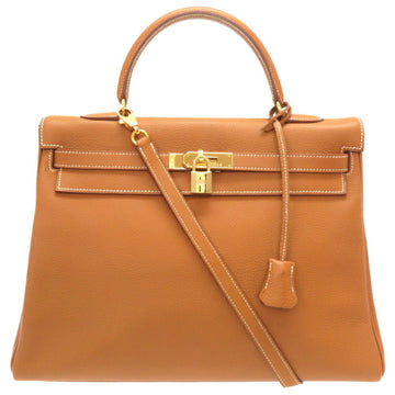 Hermes Kelly 35 Inner stitch Togo Gold  C engraved handbag Bag Brown 0020 HERMES