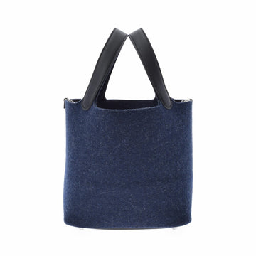 Hermes Picotin Lock MM Bleu Nuit Palladium Hardware Y Engraved (around 2020) Women's Felt Handbag