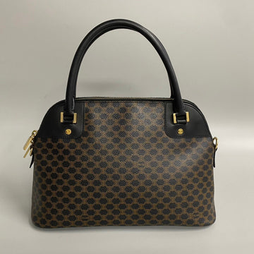 CELINE Macadam Blason Leather Handbag Tote Bag Black Brown 30854
