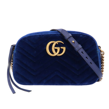 GUCCI Marmont Shoulder Bag Velor 447632 Blue Women's
