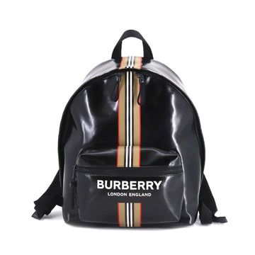 Burberry backpack rucksack PVC leather black beige 8030015 logo stripe Backpack