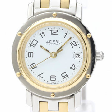 Polished HERMES Clipper Gold Plated Steel Quartz Ladies Watch CL4.220 BF547045