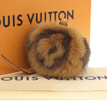 LOUIS VUITTON Monogram Bijou Sack Mink Fur Keychain M00543