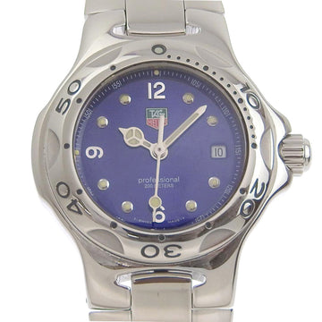 TAG HEUER Professional Watch WL1316 Stainless Steel Swiss Made Silver PX4904 Quartz Analog Display Blue Dial Ladies