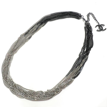 Chanel here mark long necklace chain belt silver black gradation logo Lady's B14B