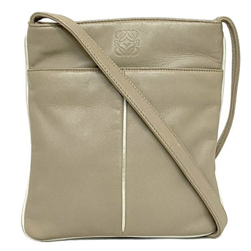 Loewe Shoulder Bag Beige White Anagram Nappa Leather LOEWE Pochette Ladies