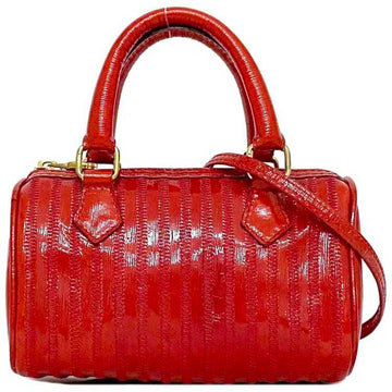 FENDI 2way bag red patent leather stitch ladies compact