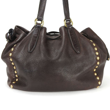 MIU MIU Miu tote bag shoulder studs leather brown ladies MIU hand 20924