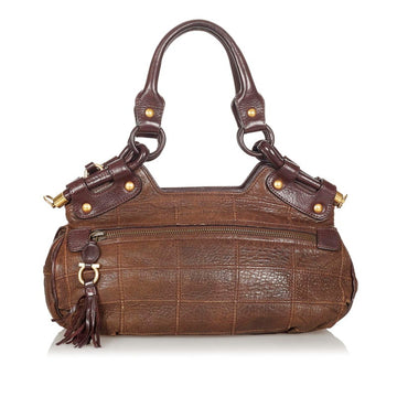 Salvatore Ferragamo Gancini Handbag Brown Leather Ladies