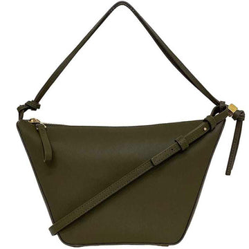 LOEWE 2way Hammock Hobo Khaki Oro A538G13X01 Leather Handbag Shoulder Bag Anagram Dice Charm