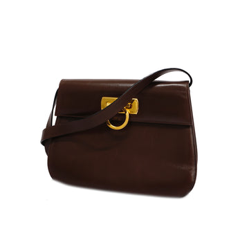 SALVATORE FERRAGAMOAuth  Gancini Shoulder Bag Women's Leather Brown