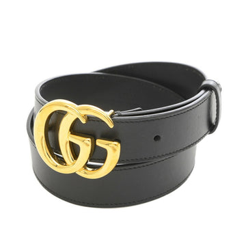 GUCCI Double G Buckle GG Marmont Belt Leather Black 414516