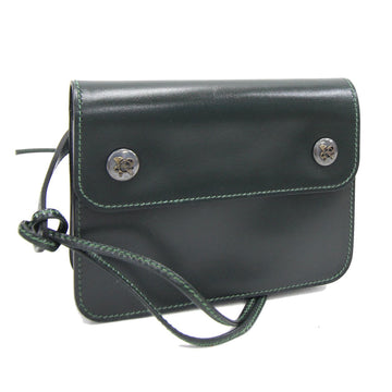 Hermes waist pouch pochette green dark box calf R engraved 1988 manufactured ladies bag belt HERMES