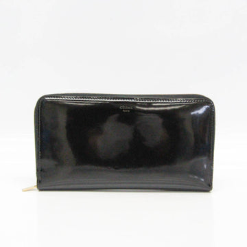 Celine 102593RSP Women's Enamel Leather Long Wallet (bi-fold) Black