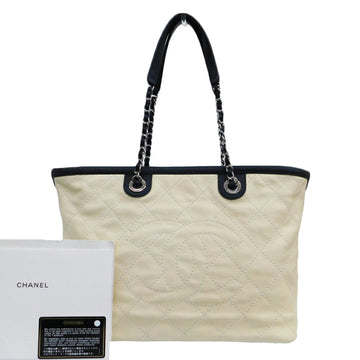 CHANEL Matelasse Quilted Bicolor Tote Bag Beige Black 20th Series A92744