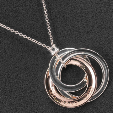 TIFFANY 1837 Interlocking Necklace Triple Circle Silver 925 Rubedo Metal &Co. Women's