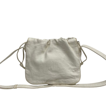 LOEWE Vintage Anagram Logo Nappa Leather Drawstring Mini Shoulder Bag Crossbody Off-White