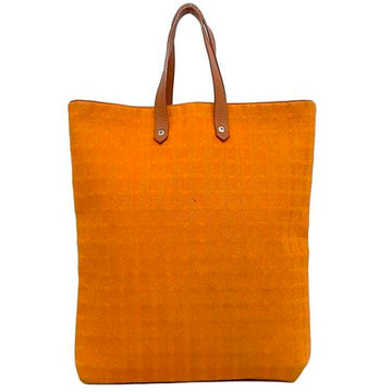 HERMES Amedaba Tote Bag Orange Brown Canvas Leather  Women's