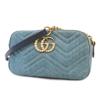 Gucci GG Marmont 447632 Women's Denim Shoulder Bag Blue