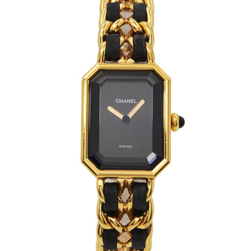 Chanel Premiere M size H0001 Vintage ladies watch black dial gold quartz