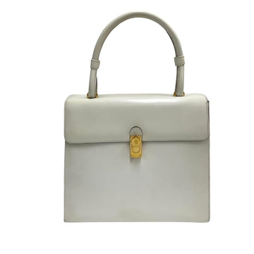 LOEWE Leather Anagram Handbag Tote Bag White 16891