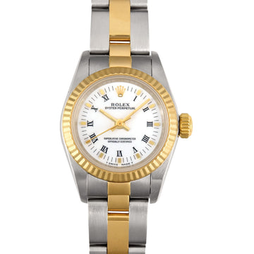 ROLEX Oyster Perpetual 67193 YG×SS T number ladies automatic watch Roman white dial