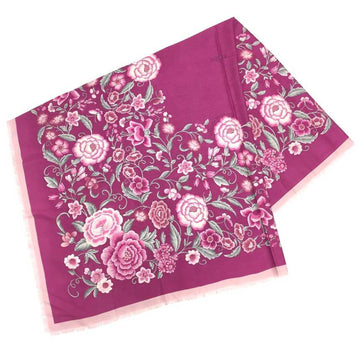 LOEWE Flower pattern large stole shawl 918.03.006 Pink cashmere silk  women's aq9406