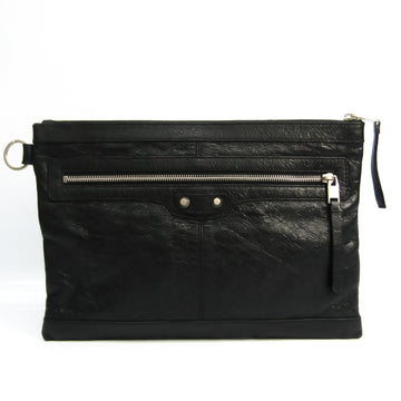 Balenciaga Classic Clip M 273022 Unisex Leather Clutch Bag Black