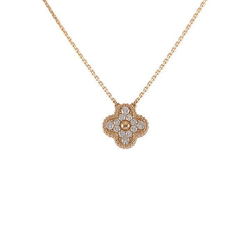 VAN CLEEF & ARPELS Vintage Alhambra Pendant K18PG Pink Gold Necklace