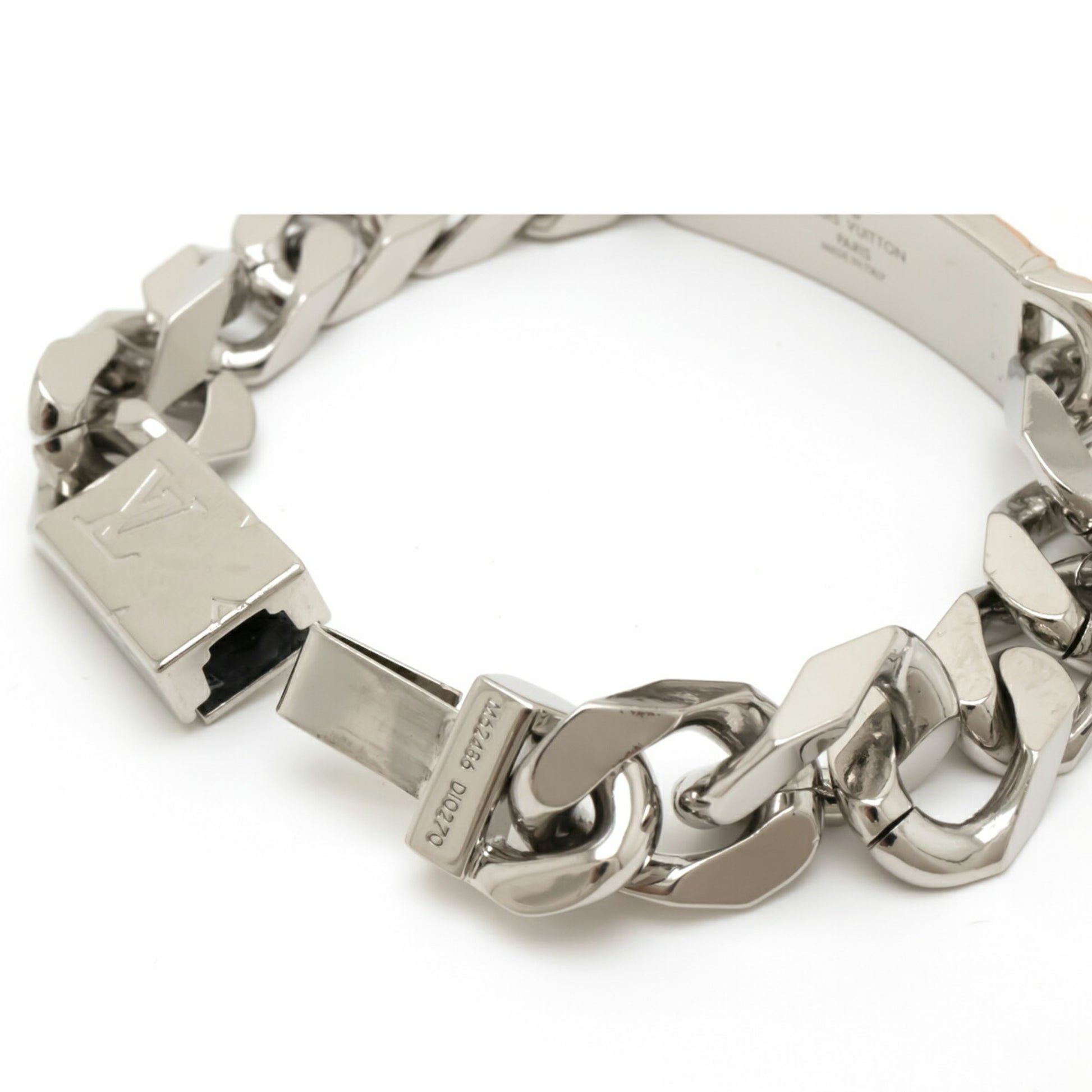 Louis Vuitton chain bracelet monogram plate metal silver M62486