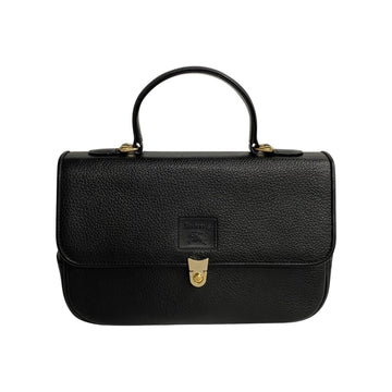 BURBERRYs Nova Check Hardware Leather Handbag Tote Bag Black 29040