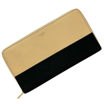 Celine Round Wallet Beige Black Gold 102623HTM Bicolor Leather CELINE Two Tone Color Ladies Adult