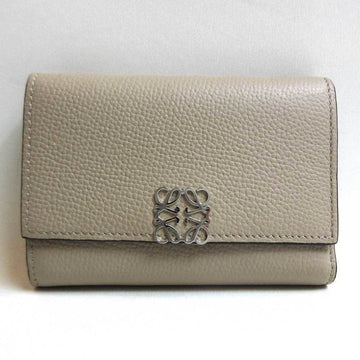 LOEWE Wallet Vertical Trifold Small Gray Leather