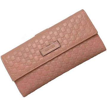 GUCCI Bifold Long Wallet Pink Microshima 449393 W Leather  Double GG Embossed Ladies